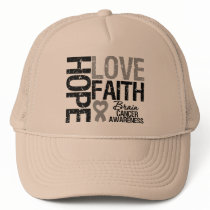Brain Cancer Awareness Hope Love Faith Mesh Hat
