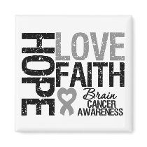 Brain Cancer Awareness Hope Love Faith Refrigerator Magnet