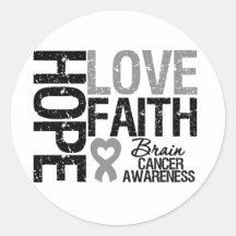 Brain Cancer Awareness Hope Love Faith Sticker