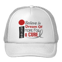 Brain Cancer BELIEVE DREAM HOPE Trucker Hat