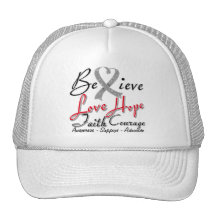 Brain Cancer Believe Heart Collage Trucker Hat