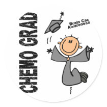 Brain Cancer CHEMO GRAD 1 stickers by awarenessgifts Brain Cancer CHEMO GRAD 1 stickers