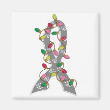 Brain Cancer Christmas Lights Ribbon Magnets