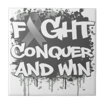 Brain Cancer Fight Conquer and Win Tiles