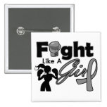 Brain Cancer Fight Like A Girl Silhouette buttons