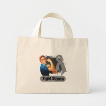Brain Cancer Fight Strong Rosie Riveter Canvas Bags