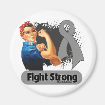 Brain Cancer Fight Strong Rosie Riveter Refrigerator Magnet