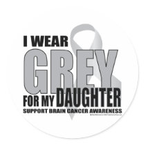 Brain Cancer Grey for Daughter stickers by fightcancertees Brain Cancer Grey for Daughter stickers