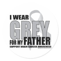 Brain Cancer Grey for Father stickers by fightcancertees Brain Cancer Grey for Father stickers