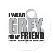 Brain Cancer Grey for Friend stickers by fightcancertees Brain Cancer Grey for Friend stickers