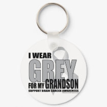 Brain Cancer Grey for Grandson keychains by fightcancertees Brain Cancer Grey for Grandson keychains