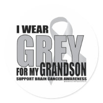 Brain Cancer Grey for Grandson stickers by fightcancertees Brain Cancer Grey for Grandson stickers