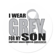 Brain Cancer Grey for Son stickers by fightcancertees Brain Cancer Grey for Son stickers