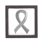 Brain Cancer Grey Ribbon 3 Premium Keepsake Box