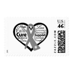Brain Cancer Heart Ribbon Collage Stamps