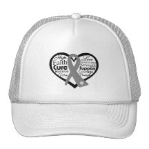 Brain Cancer Heart Ribbon Collage Trucker Hats