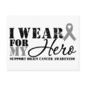 Brain Cancer Hero Grey Ribbon postcards by cancerapparel Brain Cancer Hero Grey Ribbon postcards
