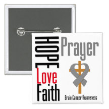 Brain Cancer Hope Love Faith Prayer Cross Pins