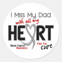 Brain Cancer I MISS MY DAD Round Sticker