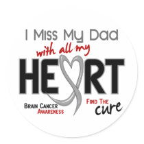 Brain Cancer I MISS MY DAD Round Sticker