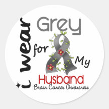 Brain Cancer I Wear Grey For My Husband 43 Stickers