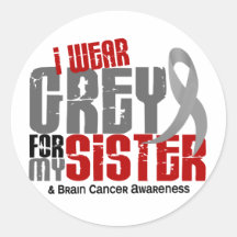 Brain Cancer I Wear Grey For My Sister 6.2 Stickers