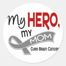 Brain Cancer MY HERO MY MOM 42 Round Stickers