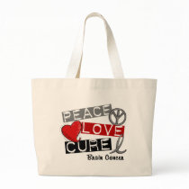 Brain Cancer PEACE LOVE CURE 1 bags by awarenessgifts Brain Cancer PEACE LOVE CURE 1 bags