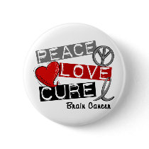 Brain Cancer PEACE LOVE CURE 1 buttons by awarenessgifts Brain Cancer PEACE LOVE CURE 1 buttons