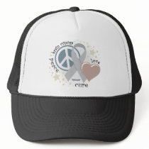 Brain Cancer Peace Love Cure hats