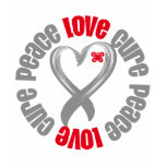 Brain Cancer Peace Love Cure Ribbon