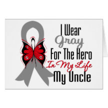 Brain Cancer Ribbon Hero My Uncle Greeting Card