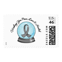 Brain Cancer Ribbon Merry Christmas Snowglobe Stamp