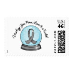 Brain Cancer Ribbon Merry Christmas Snowglobe Stamp