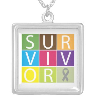 Brain Cancer Survivor Colorful Tiles necklace