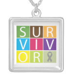 Brain Cancer Survivor Colorful Tiles necklaces