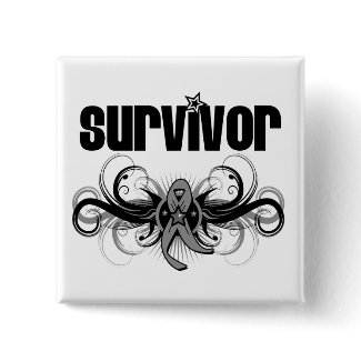 Brain Cancer Survivor Grunge Winged Emblem button
