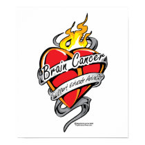 Brain Cancer Tattoo Heart posters