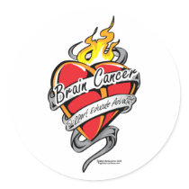 Brain Cancer Tattoo Heart stickers by fightcancertees Brain Cancer Tattoo Heart stickers