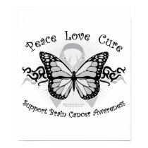 Brain Cancer Tribal Butterfly posters