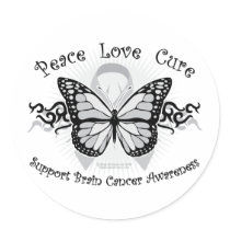 Brain Cancer Tribal Butterfly stickers by fightcancertees Brain Cancer Tribal Butterfly stickers