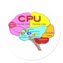 Brain CPU light Round Stickers