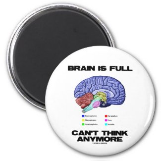 Brain Is Full Can't Think Anymore (Brain Anatomy) Fridge Magnet