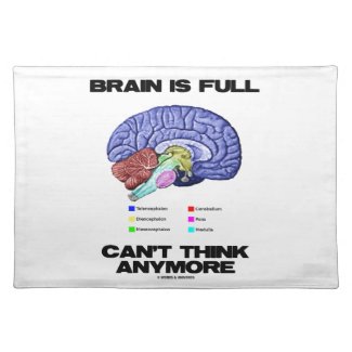 Brain Is Full Can't Think Anymore (Brain Anatomy) Placemat