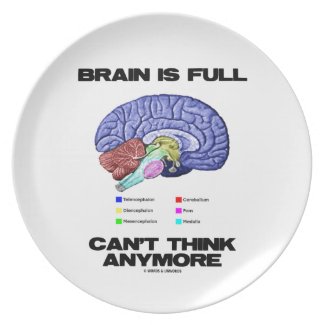 Brain Is Full Can't Think Anymore (Brain Anatomy) Dinner Plate
