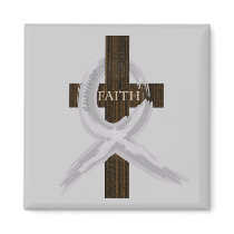 Brain & Lung Cancer Faith Cross-Gray Ribbon magnets