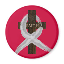 Brain & Lung Cancer Faith Cross-Gray Ribbon magnets