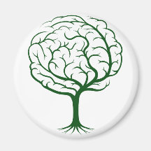 Brain tree illustration refrigerator magnet