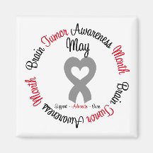 Brain Tumor Awareness Month Heart Fridge Magnets