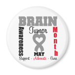 Brain Tumor Awareness Month Heart Ribbon magnets